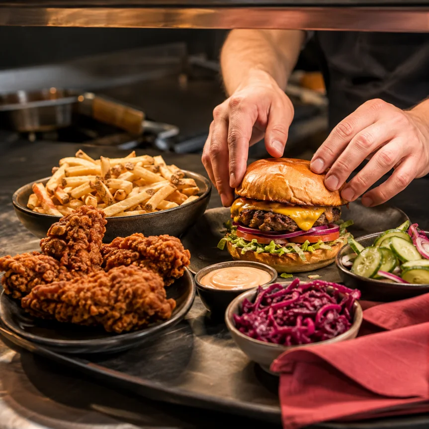 A cook carefully preparing a fresh meal